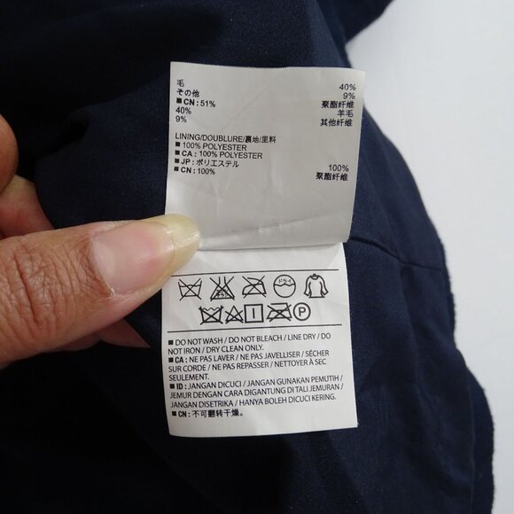 Old Navy Women Navy Blue Peacoat Double Breasted Coat Size M Wool Blend Classic - Picture 8 of 9